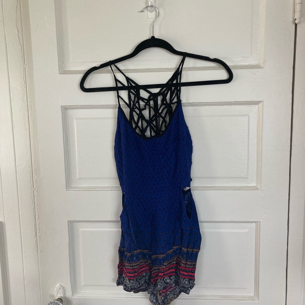 Boho romper with strappy back detailing